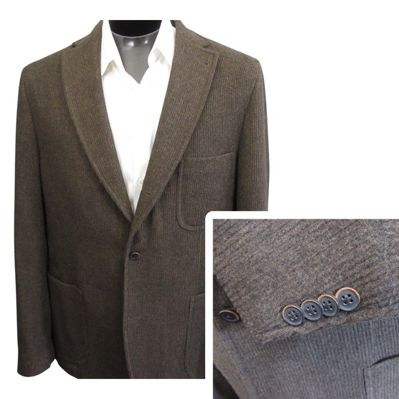 Kroon Other - Kroon Tweed Sport Coat 46L 3 Button Brown Textured Stripe Unstructured 2 Vent